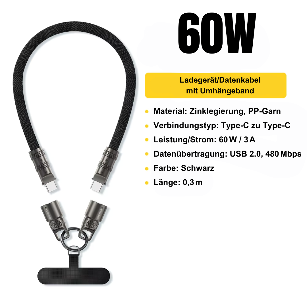 60W USB-C Ladeband | Handykette & Kabel in einem