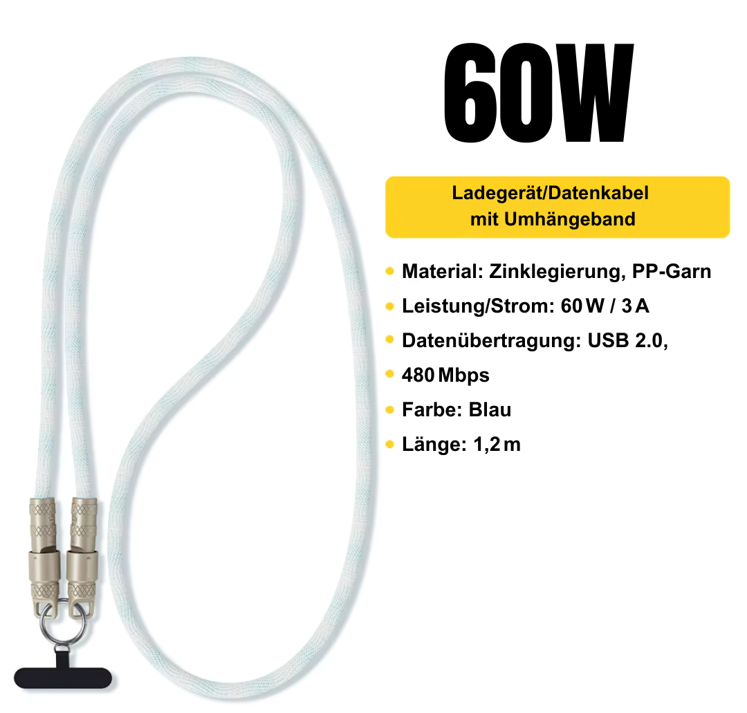 60W USB-C Ladeband | Handykette & Kabel in einem