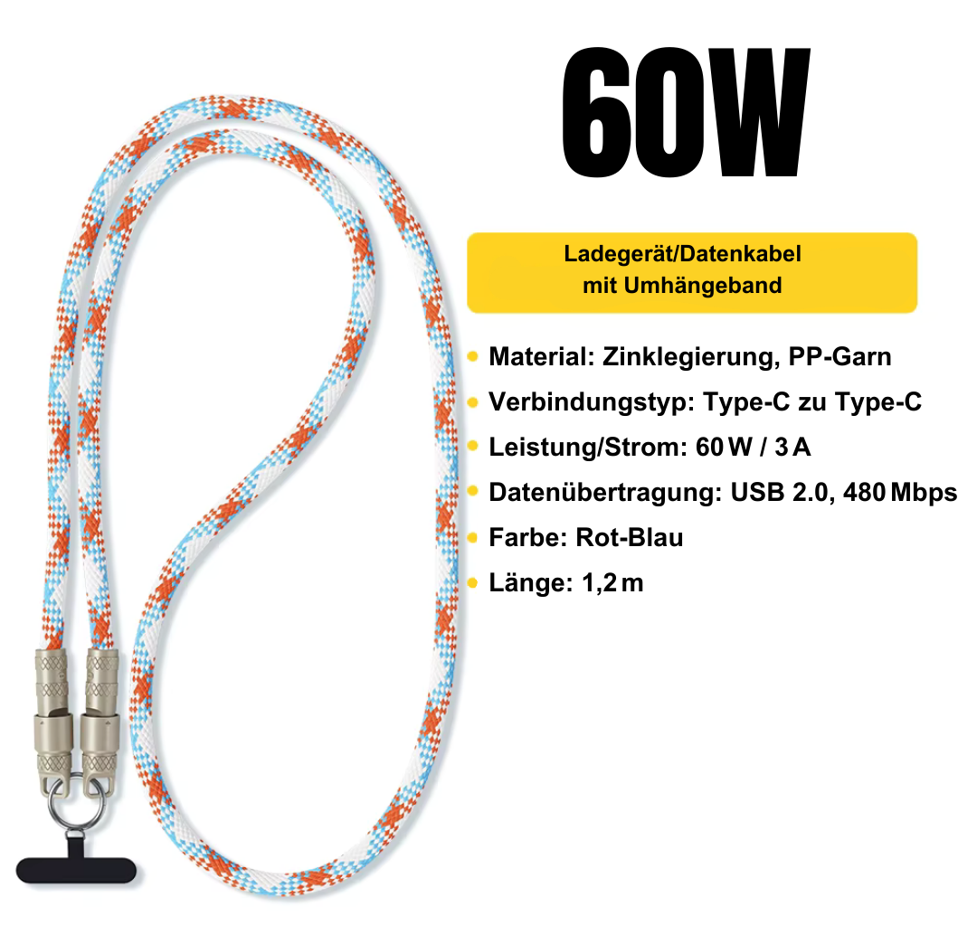 60W USB-C Ladeband | Handykette & Kabel in einem