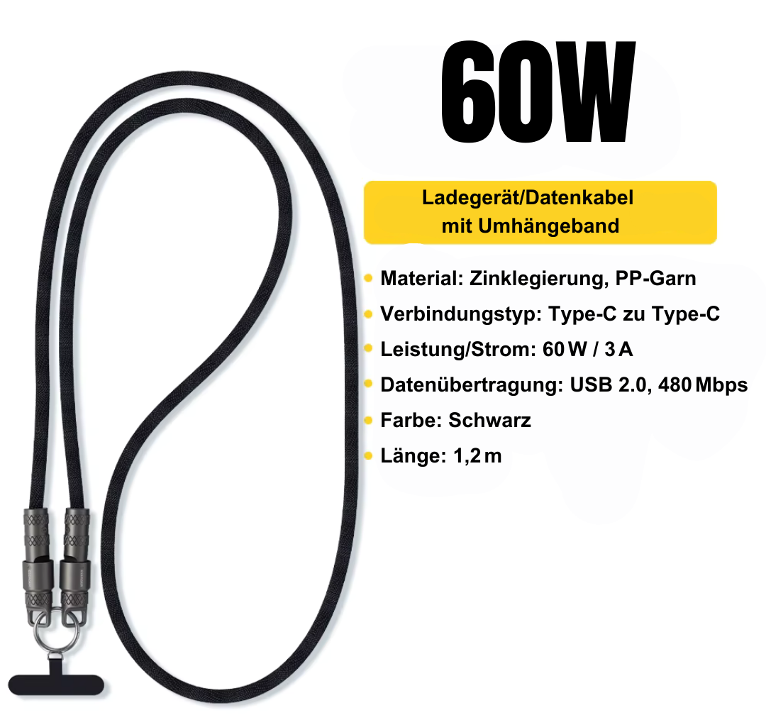 60W USB-C Ladeband | Handykette & Kabel in einem