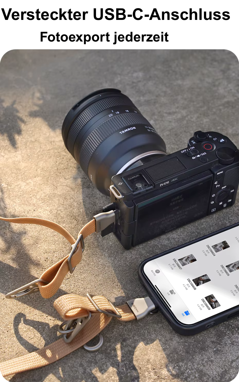 Handy- und Kamera- Kette mit integriertem USB-C zu USB-C