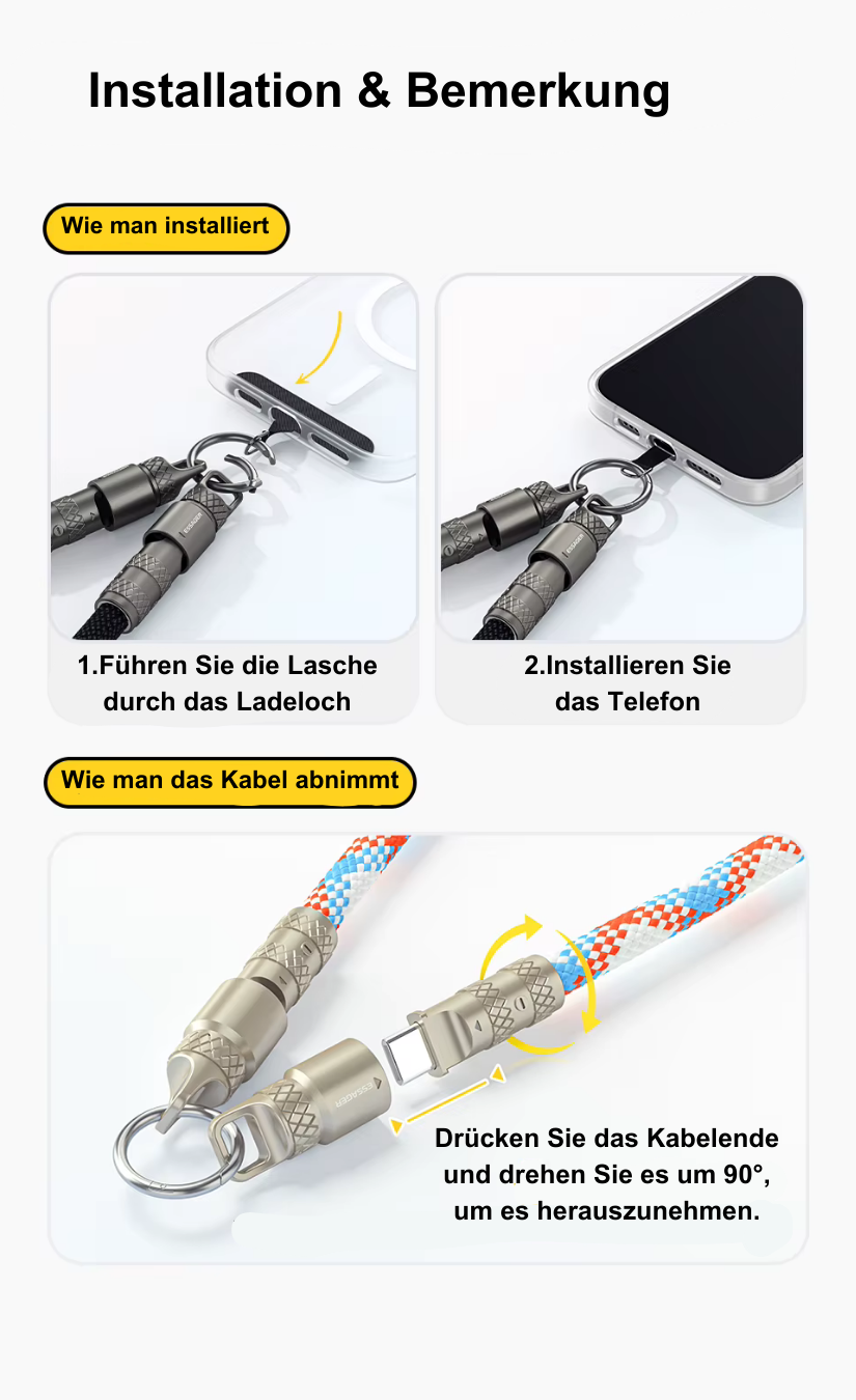 60W USB-C Ladeband | Handykette & Kabel in einem