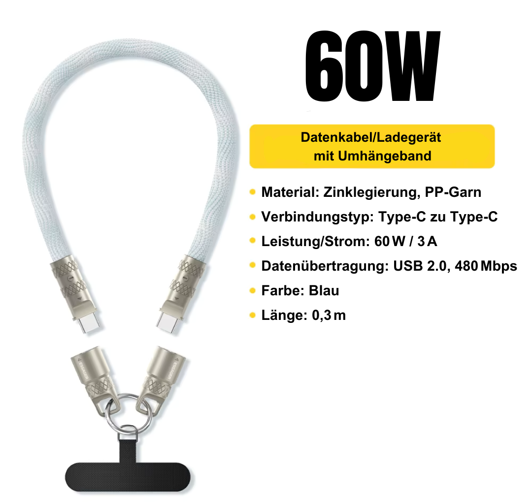 60W USB-C Ladeband | Handykette & Kabel in einem