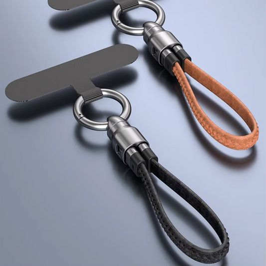 Schnelllade-Kabel mit Schlüsselanhänger & Leder-Handykette